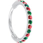20G Micro Gem Titanium Hinged Nose Hoop - Christmas Nose Ring BodyCandy