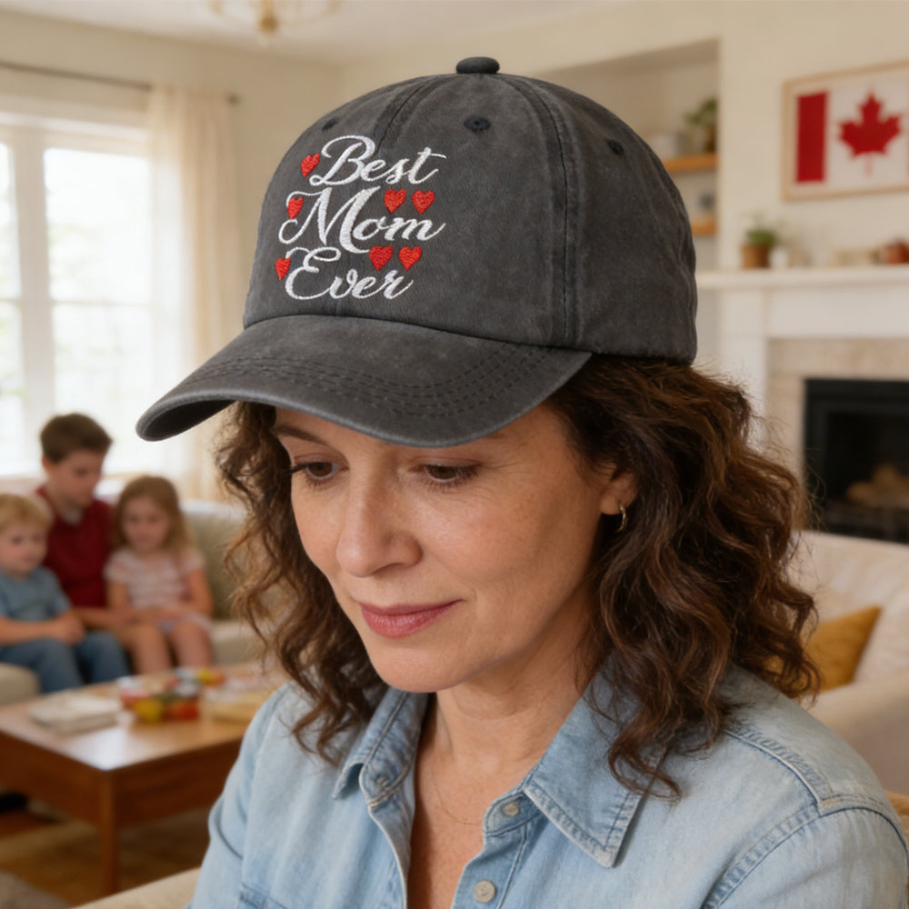 Best Mom Ever Adjustable Embroidered Wash Cotton Cap FitiqueFit