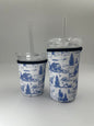 Western Barn Toile Coffee Sleeve | Reusable Neoprene Iced Coffee Cup Cover (16–24oz) BashDesignsCo