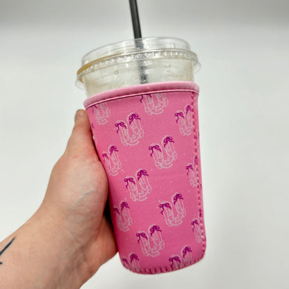 Bow Cowgirl Boots Iced Coffee Cover | Iced Coffee Koozie BashDesignsCo