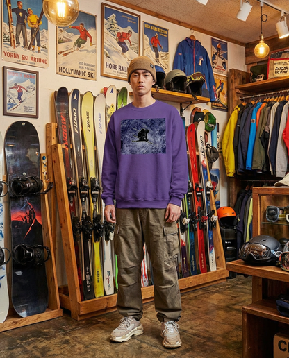 Big Air Skier Graphic, Volkl skier, Moss Apparel, Unisex Crewneck Sweater Moss Apparel