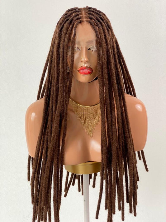 4C Natural Locs Wig "Color 4" HD Full Lace - Ready To Ship Poshglad Braided Wigs