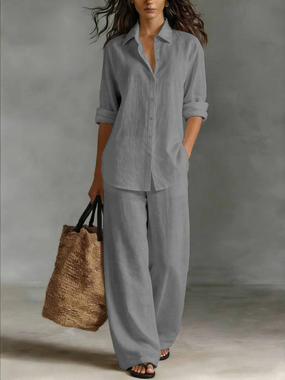 Women's Bohemian Cotton-Linen Top & Pants Set – Resort Lounge Co-ord FitiqueFit