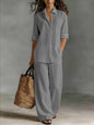 Women's Bohemian Cotton-Linen Top & Pants Set – Resort Lounge Co-ord FitiqueFit
