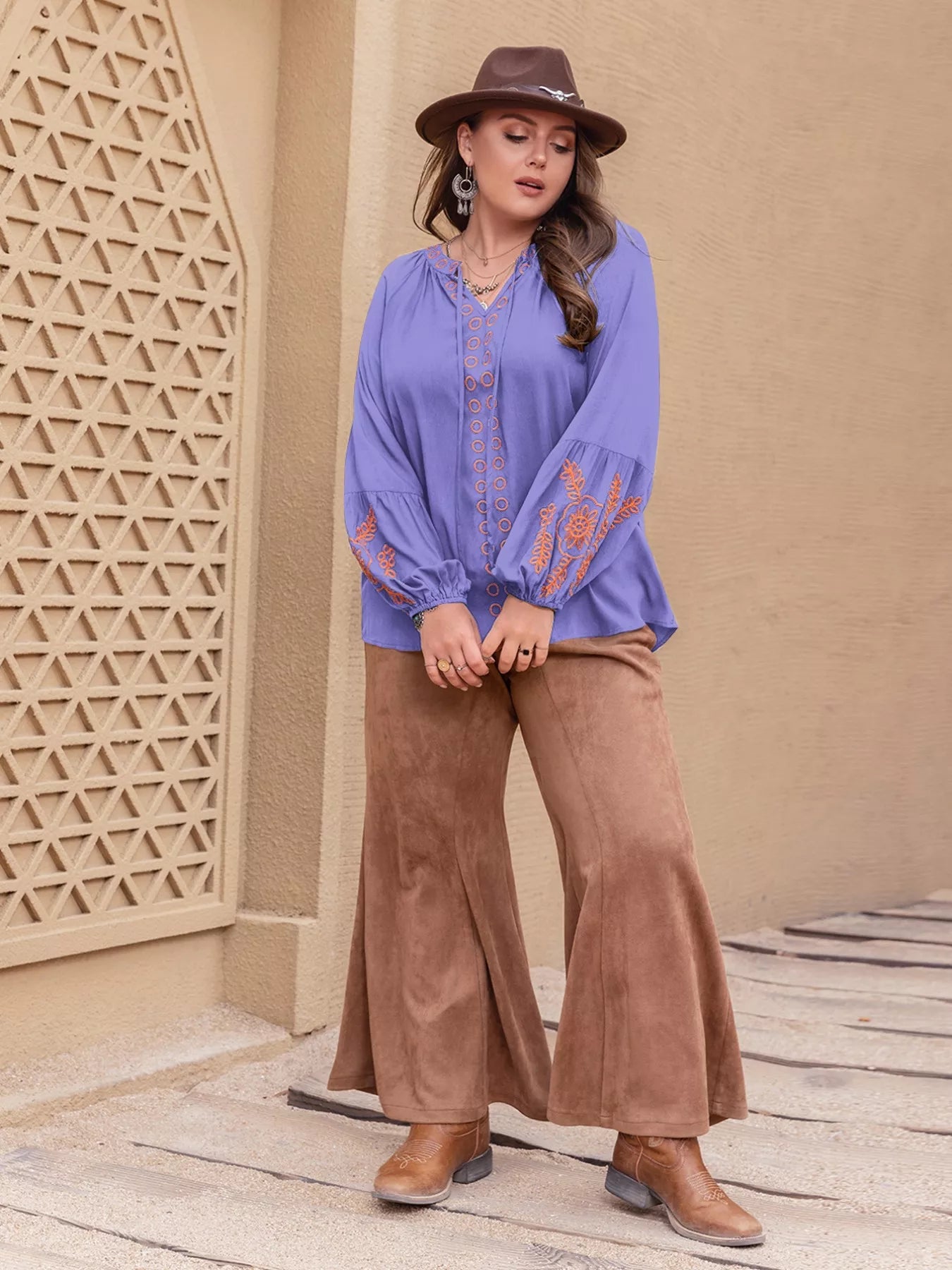 Plus Size Boho Embroidered Long Sleeve Blouse See size chart under “more details” The Fashion Celestial