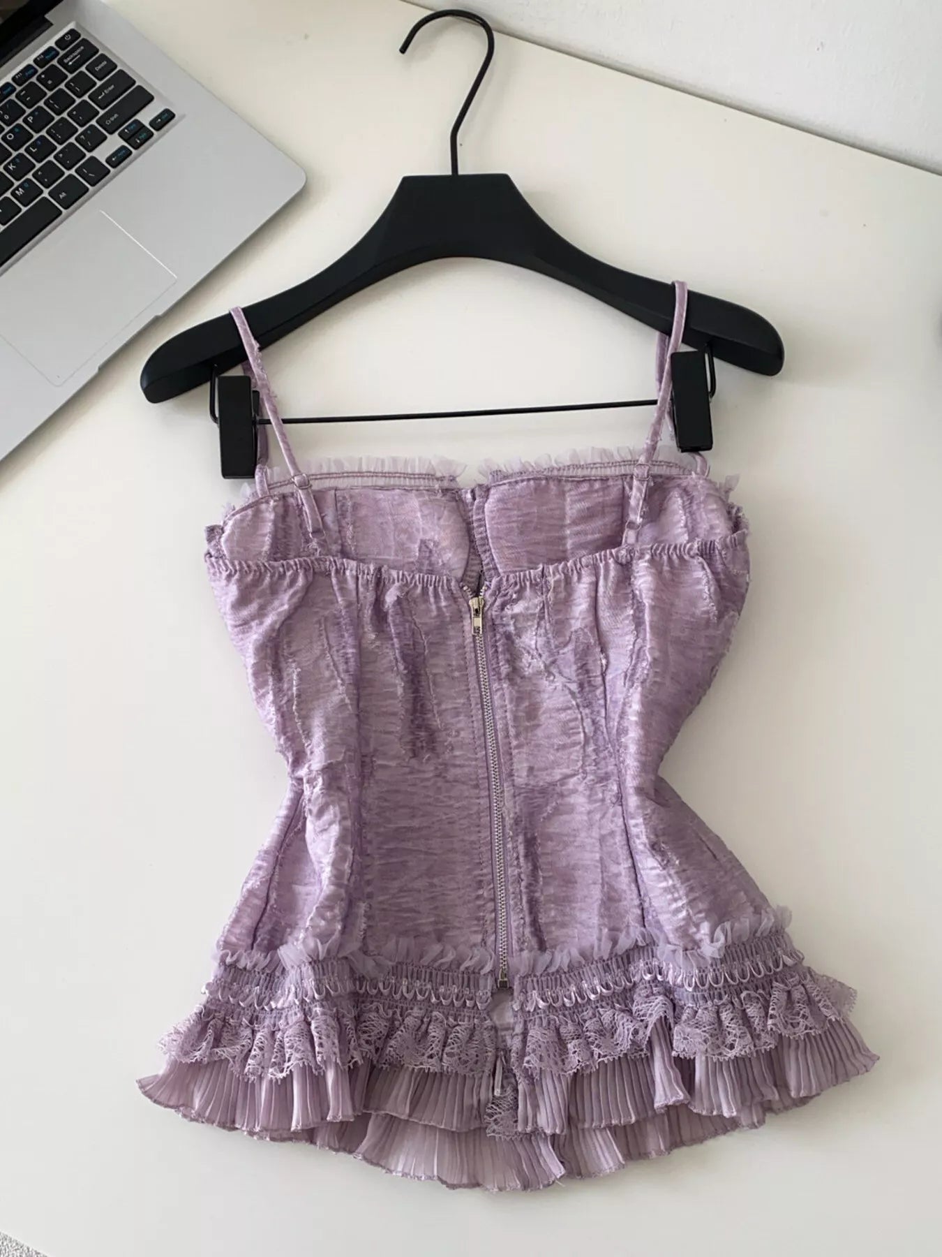 Lace Trimmed Ruffled Hem Tank New Era Fashion LLc