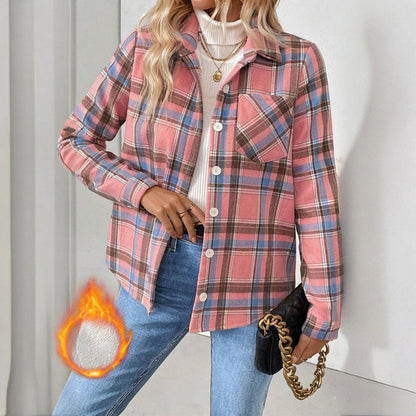 Checkered Fleece-Lined Shacket with Chest Pockets FitiqueFit