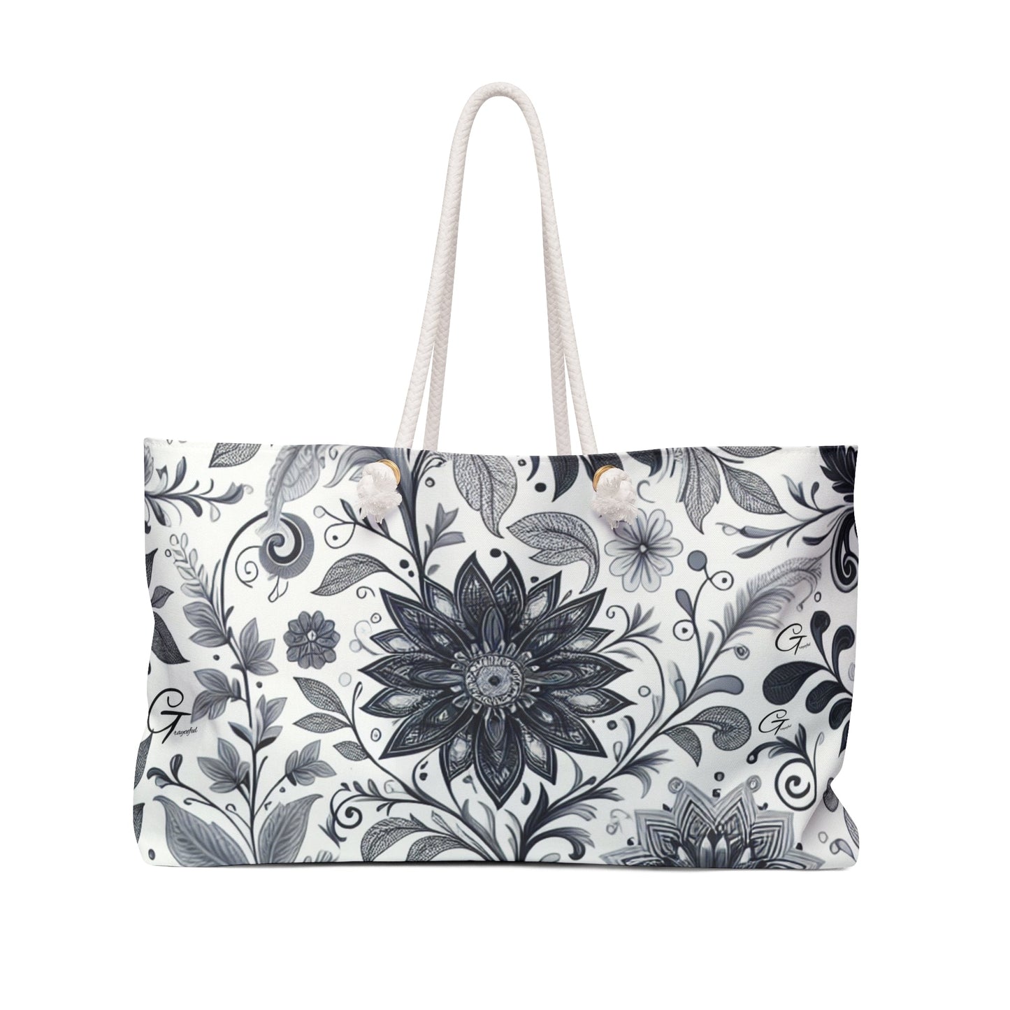 Floral Print Weekender Bag, Stylish Tote for Travel, Beach, Gym, Overnight Stay, Perfect Gift for Her Grayceful LLC