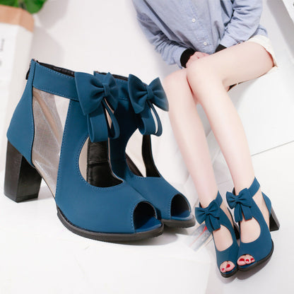 Bow women's sandals mesh high heels See size chart under “more details” The Fashion Celestial