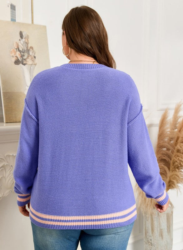 Plus Size Stripe Trim Drop Shoulder Sweater Shop Style & More | Fresh Looks, Everyday Deals & Free Shipping
