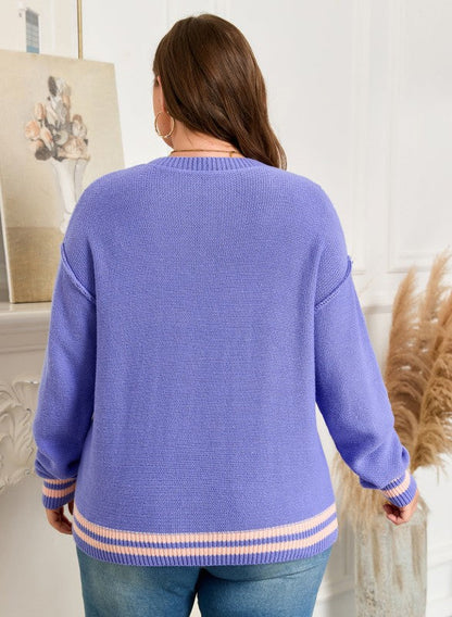 Plus Size Stripe Trim Drop Shoulder Sweater Shop Style & More | Fresh Looks, Everyday Deals & Free Shipping