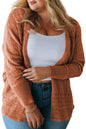 Redwood Burl Mixed Pattern Knitted Open Front Plus Cardigan Garden Naked Curves