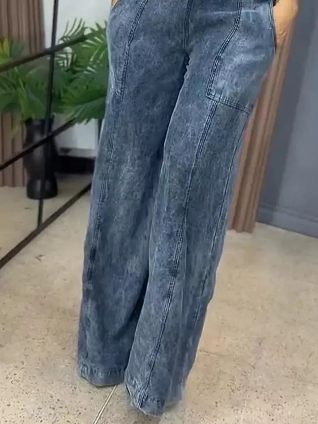 Full Size Vintage Wash Wide Leg Denim Overalls Plus Size New Era Fashion LLc
