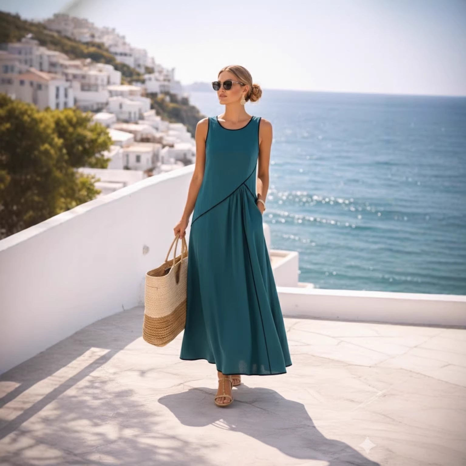 Mediterranean Contrast Color Vacation Dress – 7 Colors, S–3XL FitiqueFit