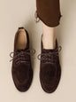 Women's Retro Lace-Up Deep-Mouth Suede Loafer Pumps FitiqueFit