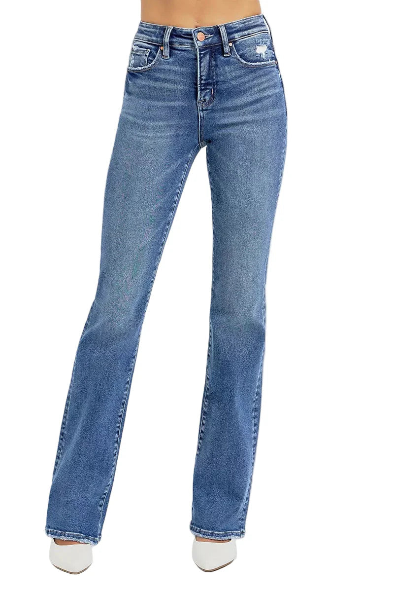 RISEN Full Size Tummy Control High Rise Straight Jeans Plus Size Garden Naked Curves