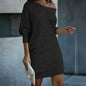 Fashion Oblique Shoulder Sequins Dress Ins Long-sleeved Dresses For Party Women's Clothing Grayceful LLC