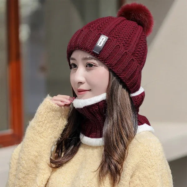 Warm Knitted Beanie & Scarf Women | Cozy Winter Bundle FitiqueFit