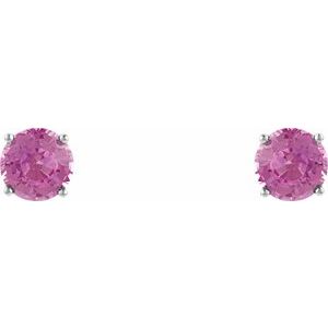 14K White 5 mm Natural Pink Sapphire Earrings Ethereal Legacy Boutiques