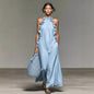 Women's Resort Ruffled Halterneck Sleeveless Open-Back Maxi Dress FitiqueFit