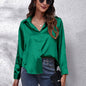 Hot Style In-Kind Shooting Satin Shirt Women'S Satin Imitation Long-Sleeved Shirt New European And American Cross-Border Women'S Clothing NovaCart