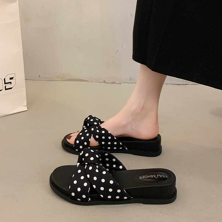 Polka Dot Platform Wedge Sandals – Boho Crisscross Slide FitiqueFit