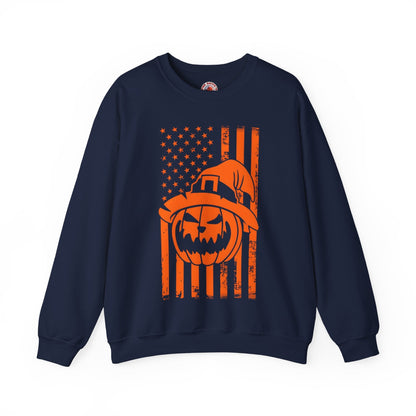 Pumpkin American Flag Crewneck Sweatshirt The Devil's Pickle