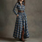 Women's Printed Lapel Slim-Fit Dress – Elegant Commuter Style FitiqueFit