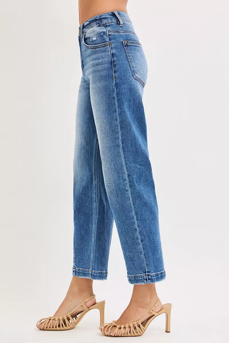 RISEN High Rise Crop Boyfriend Tapered Jeans West2East Surf