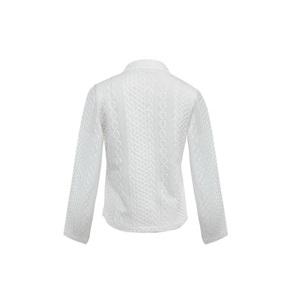 Women’s Textured Stand Collar Jacket – Solid Color FitiqueFit
