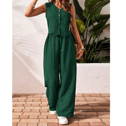 Women’s crop vest blazer wide leg pants set FitiqueFit