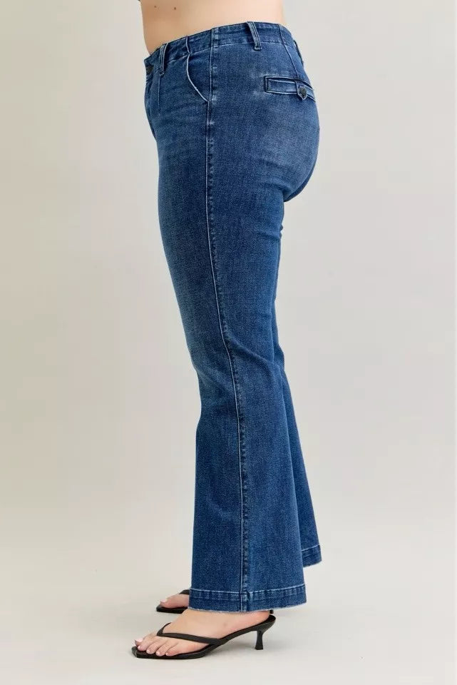 Judy Blue Full Size Mid Rise Bootcut Jeans with Welt Pockets Plus Size Garden Naked Curves