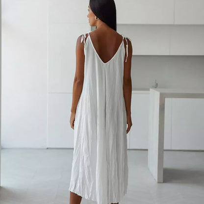Autumn White Comfortable Sling Dress Grayceful LLC
