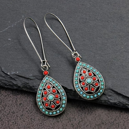 Boho Teardrop Earrings Alloy Ethnic Beads Flower Earrings Colorful Ear Jewelry NovaCart