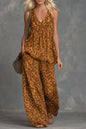 Women’s Leopard Print Sleeveless Top and Chiffon Pants Set FitiqueFit