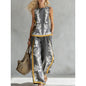 Printed Retro Sleeveless Top & Wide-Leg Pants Set | 12 Prints S–5XL FitiqueFit