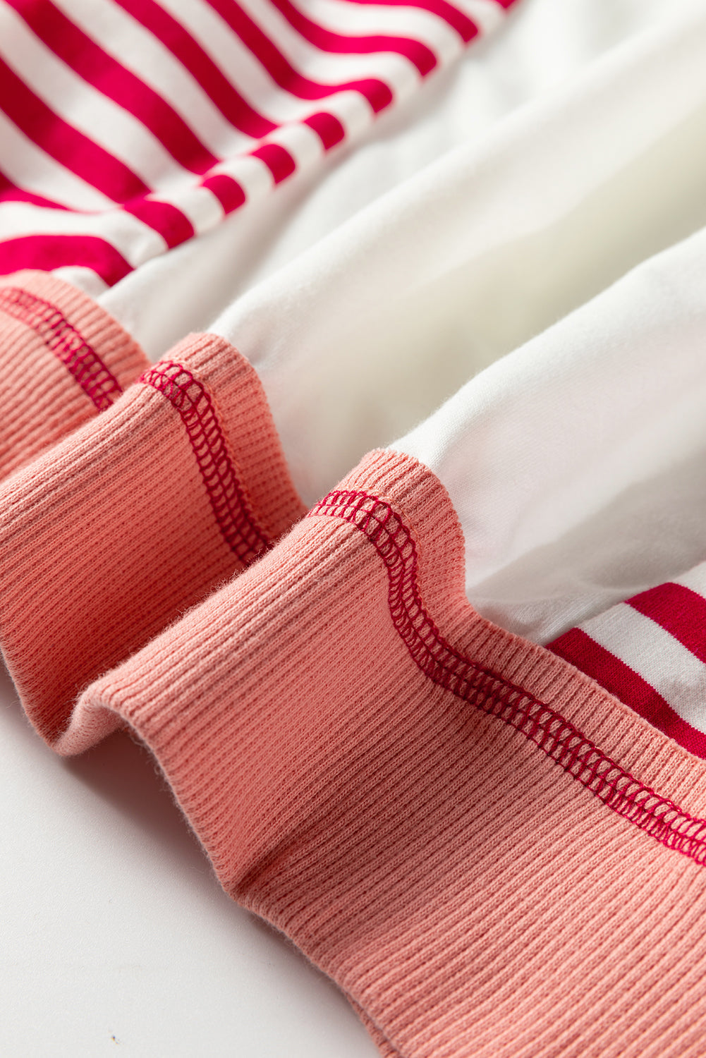 Red Stripe Color Block Patchwork Seam Detail Plus Size Sweatshirt Garden Naked Curves