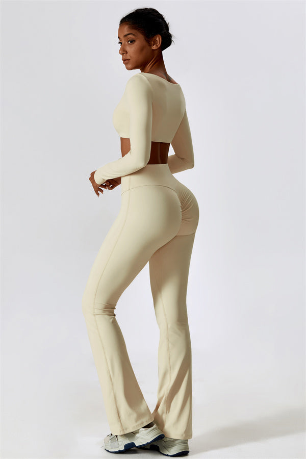 The Lily Belle Crop Top Flared Leggings 2-Piece Set Fitglutes Activewear Gymwear Sportswear & Workout Clothes