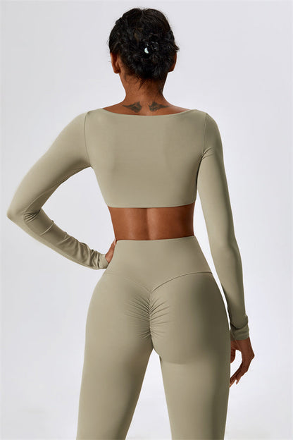 The Lily Belle Crop Top Flared Leggings 2-Piece Set Fitglutes Activewear Gymwear Sportswear & Workout Clothes
