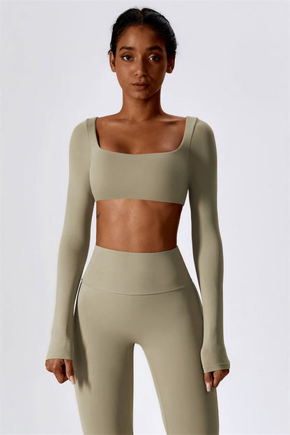 The Lily Belle Crop Top Flared Leggings 2-Piece Set Fitglutes Activewear Gymwear Sportswear & Workout Clothes