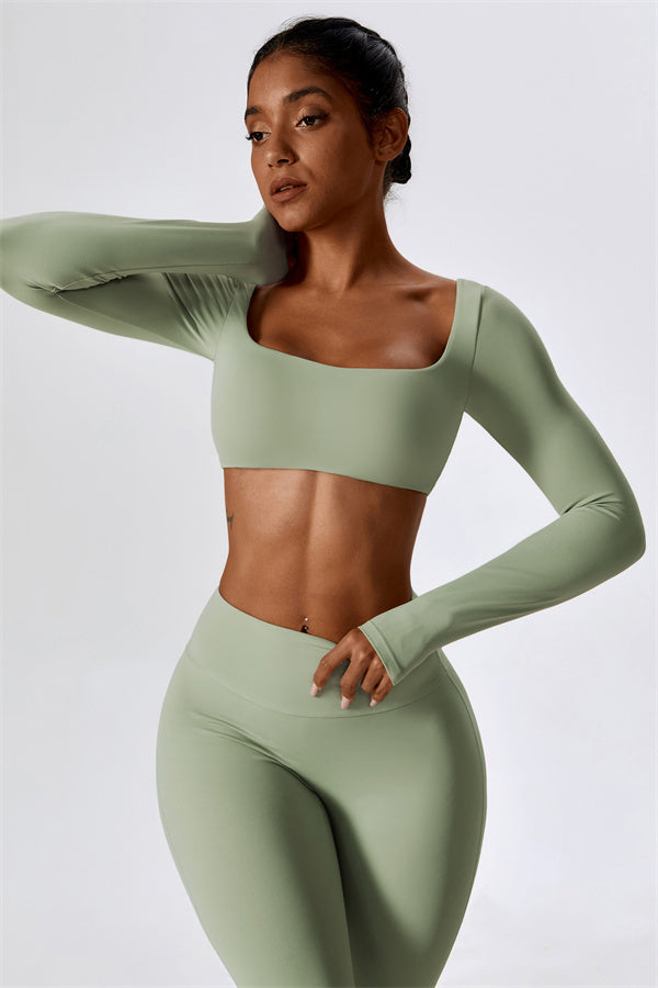The Lily Belle Crop Top Flared Leggings 2-Piece Set Fitglutes Activewear Gymwear Sportswear & Workout Clothes