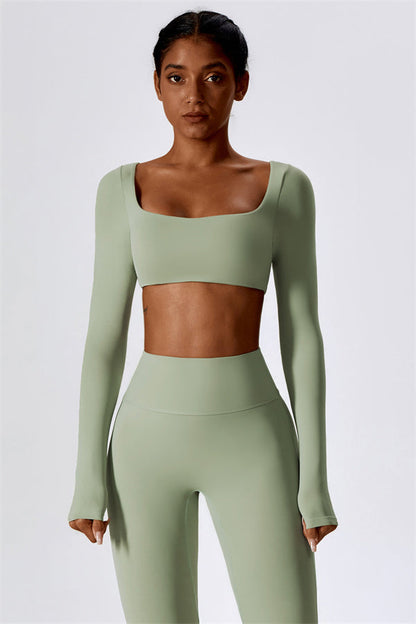 The Lily Belle Crop Top Flared Leggings 2-Piece Set Fitglutes Activewear Gymwear Sportswear & Workout Clothes