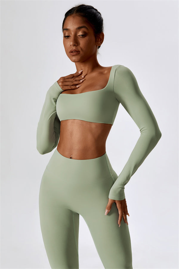 The Lily Belle Crop Top Flared Leggings 2-Piece Set Fitglutes Activewear Gymwear Sportswear & Workout Clothes