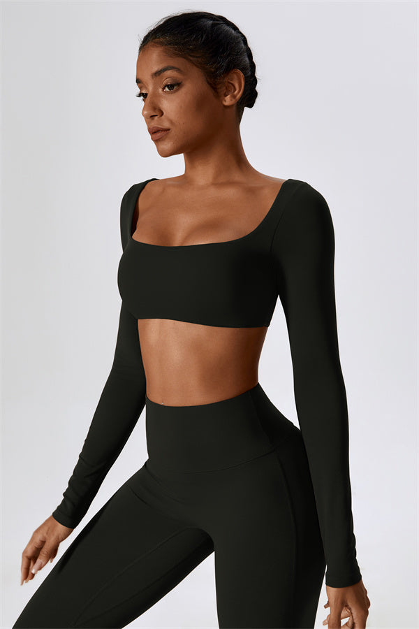The Lily Belle Crop Top Flared Leggings 2-Piece Set Fitglutes Activewear Gymwear Sportswear & Workout Clothes