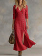 Casual Cotton Linen Long Sleeve Women’s Dress FitiqueFit