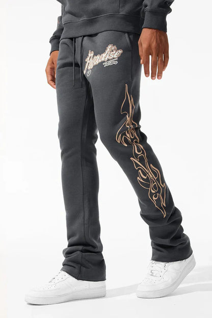Jordan Craig Paradise Tour Fleece Stacked Joggers - Charcoal Denim Exchange