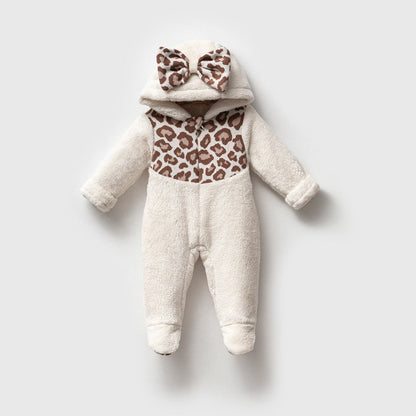 Leopard Hooded Sherpa Romper Honey and Hive