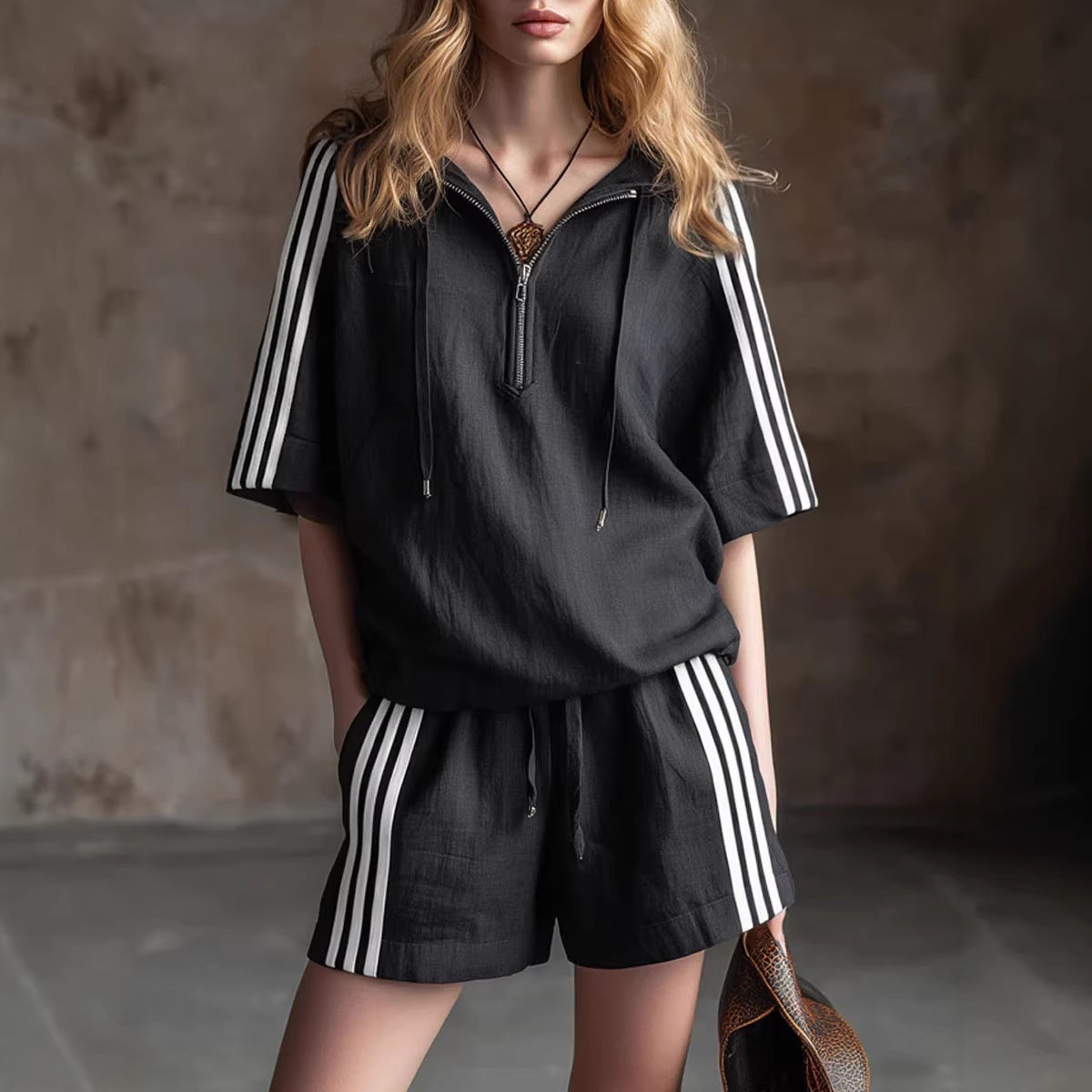 Women's Loose-Fit Two-Piece Sportswear Set – Shirt & Cropped Pants FitiqueFit