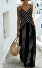 Women's Striped V-Neck Sleeveless Two-Piece Set FitiqueFit
