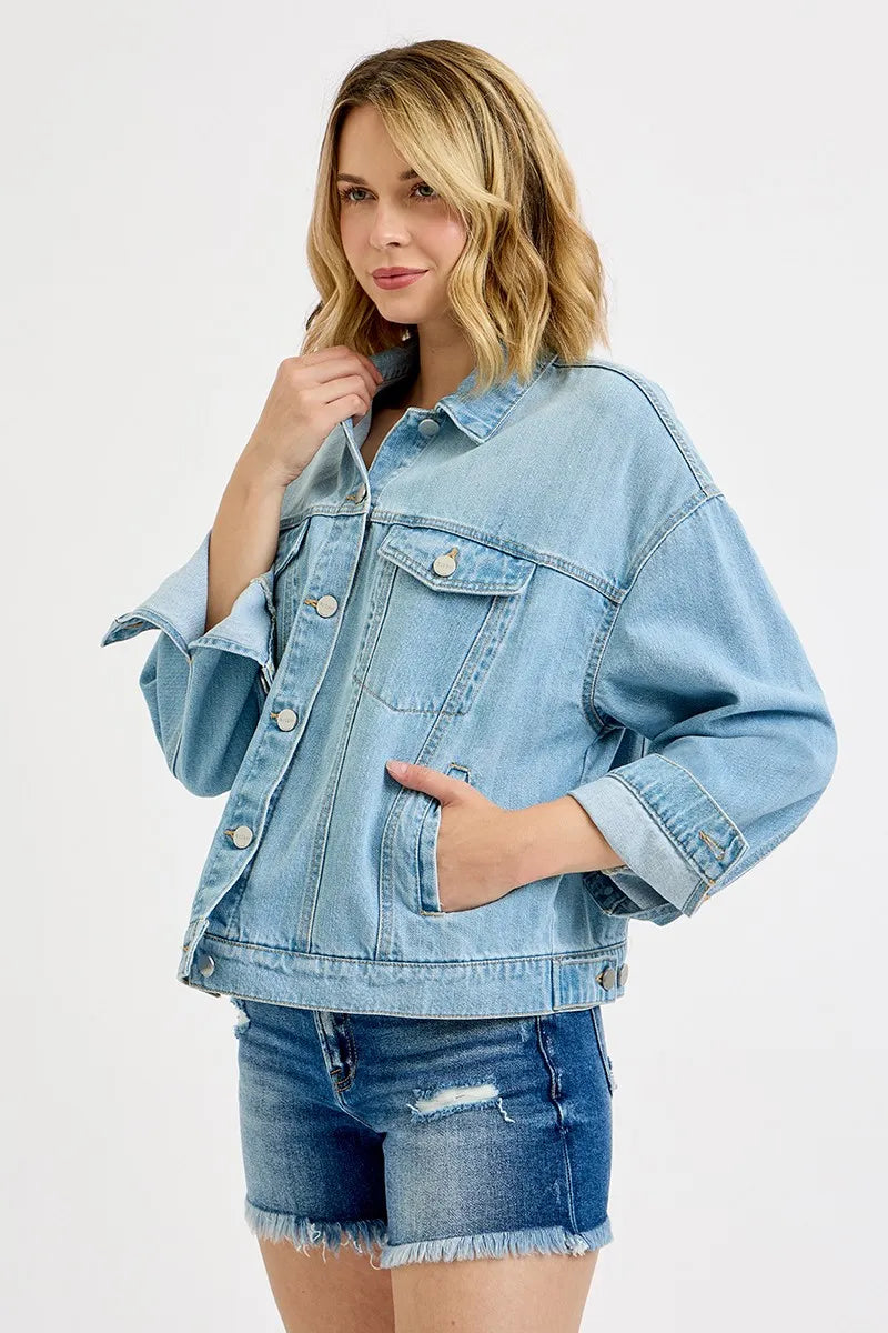 RISEN Washed Dropped Shoulder Denim Jacket West2East Surf